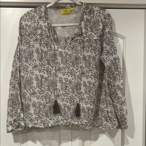 Roller Rabbit White and Gray Relaxed ‎ blouse  large